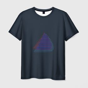 Мужская футболка 3D с принтом digital ship в Белгороде, 100% полиэфир | прямой крой, круглый вырез горловины, длина до линии бедер | без лишнего | без ничего | кораблик | корабль | минимализм | на лето | синее | синий | синяя | технологии