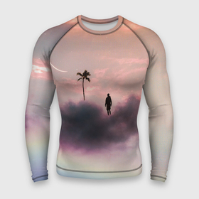 Мужской рашгард 3D с принтом Человек в облаках в Курске,  |  | Тематика изображения на принте: голубая | голубое | звезды | луна | на весну | на каждый день | на лето | небо | облака | облако | пальма | подарок | полумесяц | радуга | розовая | розовое | розовый | силуэт | фигура | человек