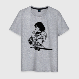 Мужская футболка хлопок с принтом Жанна Дарк в Тюмени, 100% хлопок | прямой крой, круглый вырез горловины, длина до линии бедер, слегка спущенное плечо. | битва | валькирия | воин | воительница | война | дарк | девушка | доспех | доспехи | жанна | женщина | меч | ренесанс | рыцарь | средневековье | франция
