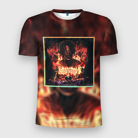 Мужская футболка 3D Slim с принтом Karmageddon Kizaru Альбом Кизару огонь в Екатеринбурге, 100% полиэстер с улучшенными характеристиками | приталенный силуэт, круглая горловина, широкие плечи, сужается к линии бедра | bandana | benzo | fire | gang | grunge | hiphop | karmageddon | kizaru | music | rap | trash | альбом | бандана | бензо | биг бейби | генг | гранж | знак | кармагеддон | кизару | музыка | надпись | огонь | реп | рэп | символ | тейп | треш | хипх
