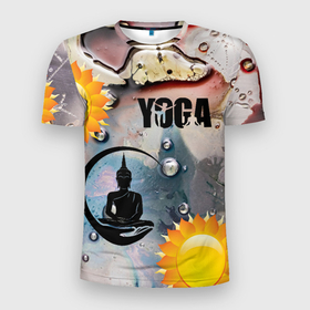 Мужская футболка 3D Slim с принтом Буддисткая йога    медитация и релакс в Белгороде, 100% полиэстер с улучшенными характеристиками | приталенный силуэт, круглая горловина, широкие плечи, сужается к линии бедра | yoga | асана | будда | буддизм | девушкам | здоровье | зож | йога | мантра | медитация | реалакс | солнце | фитнес | янтра