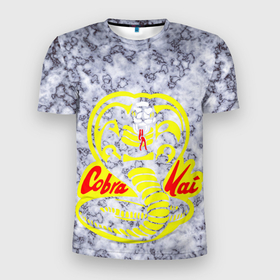 Мужская футболка 3D Slim с принтом Логотип Cobra Kai , 100% полиэстер с улучшенными характеристиками | приталенный силуэт, круглая горловина, широкие плечи, сужается к линии бедра | cobra | kai | змеи | кай | кобра | логотип | мрамор | сериалы