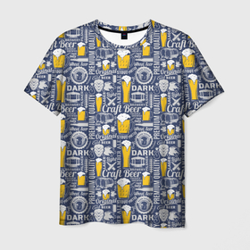 Мужская футболка 3D с принтом Пиво (Craft Beer) , 100% полиэфир | прямой крой, круглый вырез горловины, длина до линии бедер | beer | бар | бармен | бокал | бутылка | жигул | кабак | кафе | кружка | официант | паб | ресторан | солод | спирт | спорт бар | хмель |