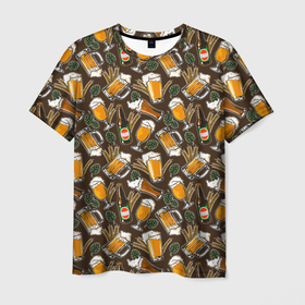 Мужская футболка 3D с принтом Хмель и Пиво в Тюмени, 100% полиэфир | прямой крой, круглый вырез горловины, длина до линии бедер | beer | бар | бармен | бокал | бутылка | жигул | кабак | кафе | кружка | официант | паб | ресторан | солод | спирт | спорт бар | хмель |