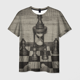 Мужская футболка 3D с принтом Старинные шахматы в Санкт-Петербурге, 100% полиэфир | прямой крой, круглый вырез горловины, длина до линии бедер | игра | игры | короли | король | пешка | пешки | ретро | спорт | старинные | старинный | шахматные | шахматный | шахматы