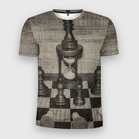 Мужская футболка 3D Slim с принтом Старинные шахматы в Белгороде, 100% полиэстер с улучшенными характеристиками | приталенный силуэт, круглая горловина, широкие плечи, сужается к линии бедра | игра | игры | короли | король | пешка | пешки | ретро | спорт | старинные | старинный | шахматные | шахматный | шахматы
