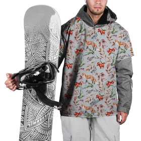Накидка на куртку 3D с принтом Лисы и лесные ягоды в Санкт-Петербурге, 100% полиэстер |  | Тематика изображения на принте: лес | лесная ягода | лис | лиса | листья | лисы