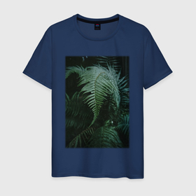 Мужская футболка хлопок с принтом Зелёный Папоротник В Лесу в Курске, 100% хлопок | прямой крой, круглый вырез горловины, длина до линии бедер, слегка спущенное плечо. | лес | природа | растение | тайга | флора | цветы