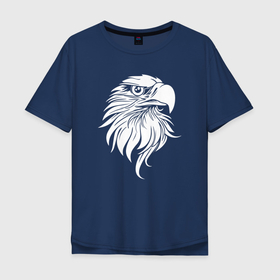 Мужская футболка хлопок Oversize с принтом Белый орёл в Курске, 100% хлопок | свободный крой, круглый ворот, “спинка” длиннее передней части | beak | eagle | eye | feather | глаз | клюв | орёл | перья