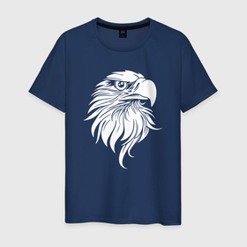 Мужская футболка хлопок с принтом Белый орёл в Курске, 100% хлопок | прямой крой, круглый вырез горловины, длина до линии бедер, слегка спущенное плечо. | beak | eagle | eye | feather | глаз | клюв | орёл | перья