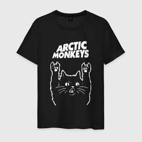 Мужская футболка хлопок с принтом Arctic Monkeys Рок Кот в Новосибирске, 100% хлопок | прямой крой, круглый вырез горловины, длина до линии бедер, слегка спущенное плечо. | arctic | monkeys | rock | алекс тёрнер | арктик | группа | группы | джейми кук | инди | кот | манкиз | музыка | мэтт хелдерс | ник омэлли | постпанк | рок | роккот