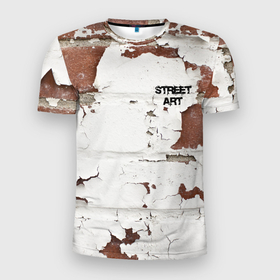 Мужская футболка 3D Slim с принтом Street art   Wall в Кировске, 100% полиэстер с улучшенными характеристиками | приталенный силуэт, круглая горловина, широкие плечи, сужается к линии бедра | art | fashion | plaster | vanguard | wall | авангард | искусство | мода | стена | штукатурка
