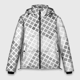 Мужская зимняя куртка 3D с принтом Серая клетка в Тюмени, верх — 100% полиэстер; подкладка — 100% полиэстер; утеплитель — 100% полиэстер | длина ниже бедра, свободный силуэт Оверсайз. Есть воротник-стойка, отстегивающийся капюшон и ветрозащитная планка. 

Боковые карманы с листочкой на кнопках и внутренний карман на молнии. | квадрат | клетка | клеточка | наложение | оттенки серого | под углом | ячейка