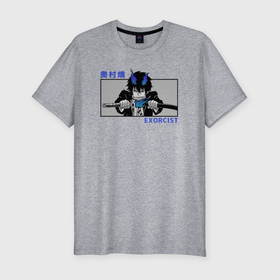 Мужская футболка хлопок Slim с принтом Экзорцист Рин в Белгороде, 92% хлопок, 8% лайкра | приталенный силуэт, круглый вырез ворота, длина до линии бедра, короткий рукав | blue exorcist | rin okumura | окимура | окумура рин | синий экзорцист