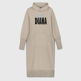 Платье удлиненное хлопок с принтом Unreal Diana ,  |  | diana | motto | name | slogan | девиз | диана | имя | слоган