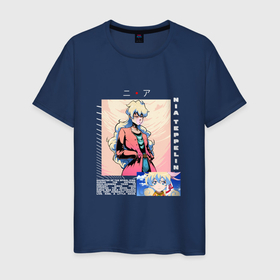 Мужская футболка хлопок с принтом Nia Teppelin арт в Тюмени, 100% хлопок | прямой крой, круглый вырез горловины, длина до линии бедер, слегка спущенное плечо. | anime | tengen toppa gurren lagann | аниме | анимэ | гурен лаганн | ния