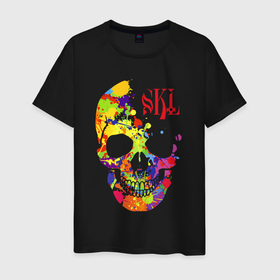 Мужская футболка хлопок с принтом Color skull   Vanguard в Белгороде, 100% хлопок | прямой крой, круглый вырез горловины, длина до линии бедер, слегка спущенное плечо. | color | fashion | skull | vanguard | авангард | мода | цвет | череп