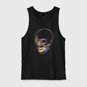 Мужская майка хлопок с принтом Skull   Neon в Белгороде, 100% хлопок |  | color | fashion | neon | skull | мода | неон | цвет | череп