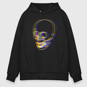 Мужское худи Oversize хлопок с принтом Skull   Neon в Новосибирске, френч-терри — 70% хлопок, 30% полиэстер. Мягкий теплый начес внутри —100% хлопок | боковые карманы, эластичные манжеты и нижняя кромка, капюшон на магнитной кнопке | color | fashion | neon | skull | мода | неон | цвет | череп