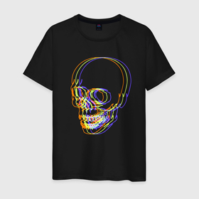 Мужская футболка хлопок с принтом Skull   Neon в Екатеринбурге, 100% хлопок | прямой крой, круглый вырез горловины, длина до линии бедер, слегка спущенное плечо. | Тематика изображения на принте: color | fashion | neon | skull | мода | неон | цвет | череп