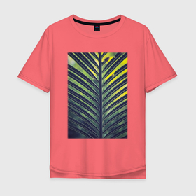 Мужская футболка хлопок Oversize с принтом Пальмовые Листья В Джунглях , 100% хлопок | свободный крой, круглый ворот, “спинка” длиннее передней части | лес | природа | растение | тайга | флора | цветы