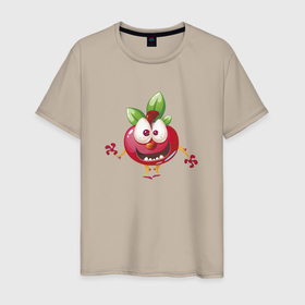 Мужская футболка хлопок с принтом Живая вишенка в Санкт-Петербурге, 100% хлопок | прямой крой, круглый вырез горловины, длина до линии бедер, слегка спущенное плечо. | вишенка | вишни | вишня | лето | ягода