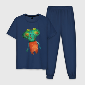 Мужская пижама хлопок с принтом Зеленый головастик в Белгороде, 100% хлопок | брюки и футболка прямого кроя, без карманов, на брюках мягкая резинка на поясе и по низу штанин
 | головастик | зеленый головастик | лягушка | лягушонок | человечек