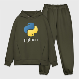 Мужской костюм хлопок OVERSIZE с принтом Python Логотип ,  |  | python | змея | зык программирования | код | кодеры | кодинг | пайтон | питон | питонист | программирование | программист | программисты | программный код | фреймворк | яп
