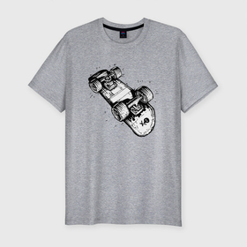 Мужская футболка хлопок Slim с принтом Skateboard   Skull в Тюмени, 92% хлопок, 8% лайкра | приталенный силуэт, круглый вырез ворота, длина до линии бедра, короткий рукав | extreme | skateboard | skull | sport | скейтборд | спорт | череп | экстрим