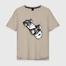 Мужская футболка хлопок Oversize с принтом Skateboard   Skull в Тюмени, 100% хлопок | свободный крой, круглый ворот, “спинка” длиннее передней части | extreme | skateboard | skull | sport | скейтборд | спорт | череп | экстрим
