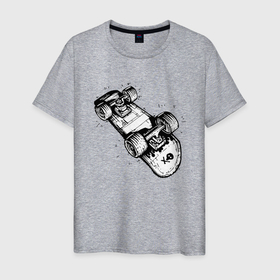 Мужская футболка хлопок с принтом Skateboard   Skull , 100% хлопок | прямой крой, круглый вырез горловины, длина до линии бедер, слегка спущенное плечо. | extreme | skateboard | skull | sport | скейтборд | спорт | череп | экстрим