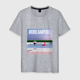 Мужская футболка хлопок с принтом Dream Pool в Тюмени, 100% хлопок | прямой крой, круглый вырез горловины, длина до линии бедер, слегка спущенное плечо. | dream | dreampool | flamingo | pool | retrowave | swim | бассейн | ретровейв | фламинго