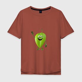 Мужская футболка хлопок Oversize с принтом Зелёная радость , 100% хлопок | свободный крой, круглый ворот, “спинка” длиннее передней части | Тематика изображения на принте: зеленая радость | зелёный лист | лист | радостный | радость