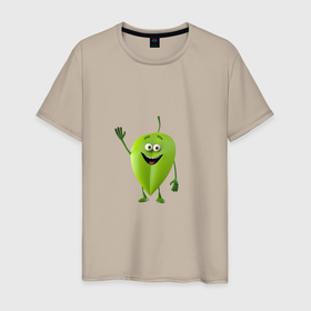Мужская футболка хлопок с принтом Зелёная радость в Кировске, 100% хлопок | прямой крой, круглый вырез горловины, длина до линии бедер, слегка спущенное плечо. | зеленая радость | зелёный лист | лист | радостный | радость