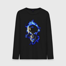Мужской лонгслив хлопок с принтом Neon skull   Fashion 2022 в Тюмени, 100% хлопок |  | fashion | hype | neon | skull | мода | неон | хайп | череп