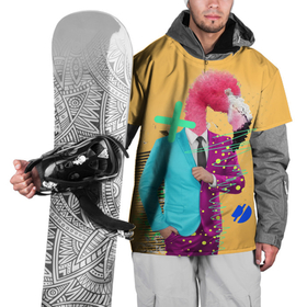 Накидка на куртку 3D с принтом Деловой фламинго в Курске, 100% полиэстер |  | абстракция | деловой | коллаж | птица | стиль | сюрреализм | фламинго