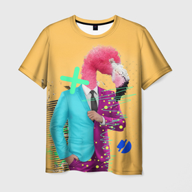 Мужская футболка 3D с принтом Деловой фламинго в Курске, 100% полиэфир | прямой крой, круглый вырез горловины, длина до линии бедер | абстракция | деловой | коллаж | птица | стиль | сюрреализм | фламинго