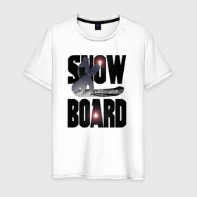 Мужская футболка хлопок с принтом Сноуборд эпичный в Белгороде, 100% хлопок | прямой крой, круглый вырез горловины, длина до линии бедер, слегка спущенное плечо. | Тематика изображения на принте: fis | snowboard | snowboarding | биг эйр | джиббинг | параллельный слалом | слоупстайл | сноуборд | сноуборд кросс | сноубординг | спорт | спортсмен | хафпайп