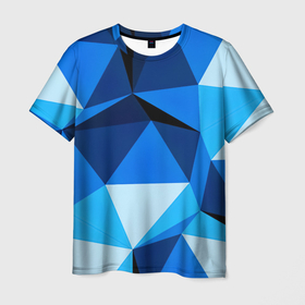 Мужская футболка 3D с принтом 3D Плиты | Синие Плиты в Новосибирске, 100% полиэфир | прямой крой, круглый вырез горловины, длина до линии бедер | 3d | 3д | плиты | синий | хайп | шмот