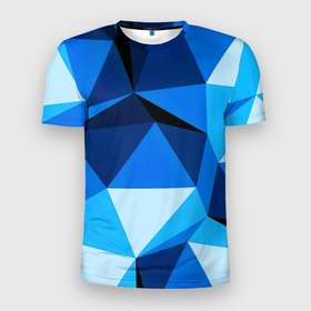 Мужская футболка 3D Slim с принтом 3D Плиты | Синие Плиты , 100% полиэстер с улучшенными характеристиками | приталенный силуэт, круглая горловина, широкие плечи, сужается к линии бедра | 3d | 3д | плиты | синий | хайп | шмот