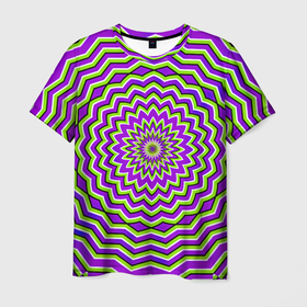 Мужская футболка 3D с принтом Оптическая Иллюзия | Движение Цветка в Кировске, 100% полиэфир | прямой крой, круглый вырез горловины, длина до линии бедер | иллюзия | красочная | оптическая | хайп | цветок | шмот