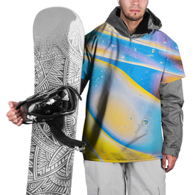 Накидка на куртку 3D с принтом Градиент | Жёлто Голубая Абстракция в Тюмени, 100% полиэстер |  | градиент | лазурный | радуга | хайп | цветной | шмот