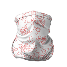 Бандана-труба 3D с принтом Красные розы (паттерн) в Кировске, 100% полиэстер, ткань с особыми свойствами — Activecool | плотность 150‒180 г/м2; хорошо тянется, но сохраняет форму | Тематика изображения на принте: ботаника | красный | красота | мило | паттерн | природа | растения | роза | цветы