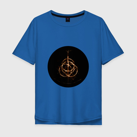 Мужская футболка хлопок Oversize с принтом логотип Elder Ring в Курске, 100% хлопок | свободный крой, круглый ворот, “спинка” длиннее передней части | elder | ring | арт | логотип | рыцари | фентези | элдер ринг