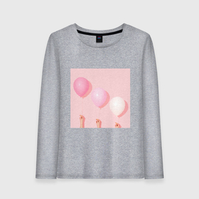 Женский лонгслив хлопок с принтом Розовые шарики в Тюмени, 100% хлопок |  | воздушные шарики | воздушные шары | гармония | день рождения | женское | легкость | милое | минимализм | нежность | нежный дизайн | праздник | розовые шарики | розовые шары | розовый | шарики | шары