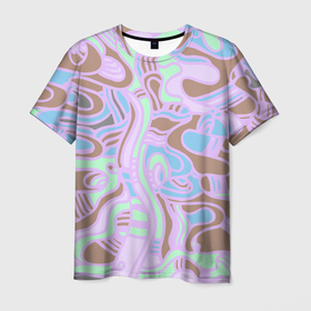 Мужская футболка 3D с принтом Аромат капучино в Тюмени, 100% полиэфир | прямой крой, круглый вырез горловины, длина до линии бедер | абстракция | графика | рисунок | узор | цвет