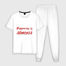 Мужская пижама хлопок с принтом Счастье   Армения в Курске, 100% хлопок | брюки и футболка прямого кроя, без карманов, на брюках мягкая резинка на поясе и по низу штанин
 | armenia | армения | армяне | армянин | ереван | казказ | карта | ссср | страна | турист | флаг