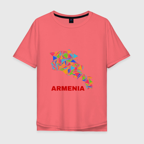 Мужская футболка хлопок Oversize с принтом Armenian Color в Петрозаводске, 100% хлопок | свободный крой, круглый ворот, “спинка” длиннее передней части | armenia | армения | армяне | армянин | ереван | казказ | карта | ссср | страна | турист | флаг