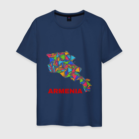 Мужская футболка хлопок с принтом Armenian Color в Санкт-Петербурге, 100% хлопок | прямой крой, круглый вырез горловины, длина до линии бедер, слегка спущенное плечо. | armenia | армения | армяне | армянин | ереван | казказ | карта | ссср | страна | турист | флаг