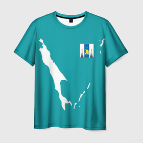 Мужская футболка 3D с принтом Сахалин герб в Курске, 100% полиэфир | прямой крой, круглый вырез горловины, длина до линии бедер | герб сахалина | дальний восток | остров сахалин | полуостров сахалин | сахалин | сахалинская область